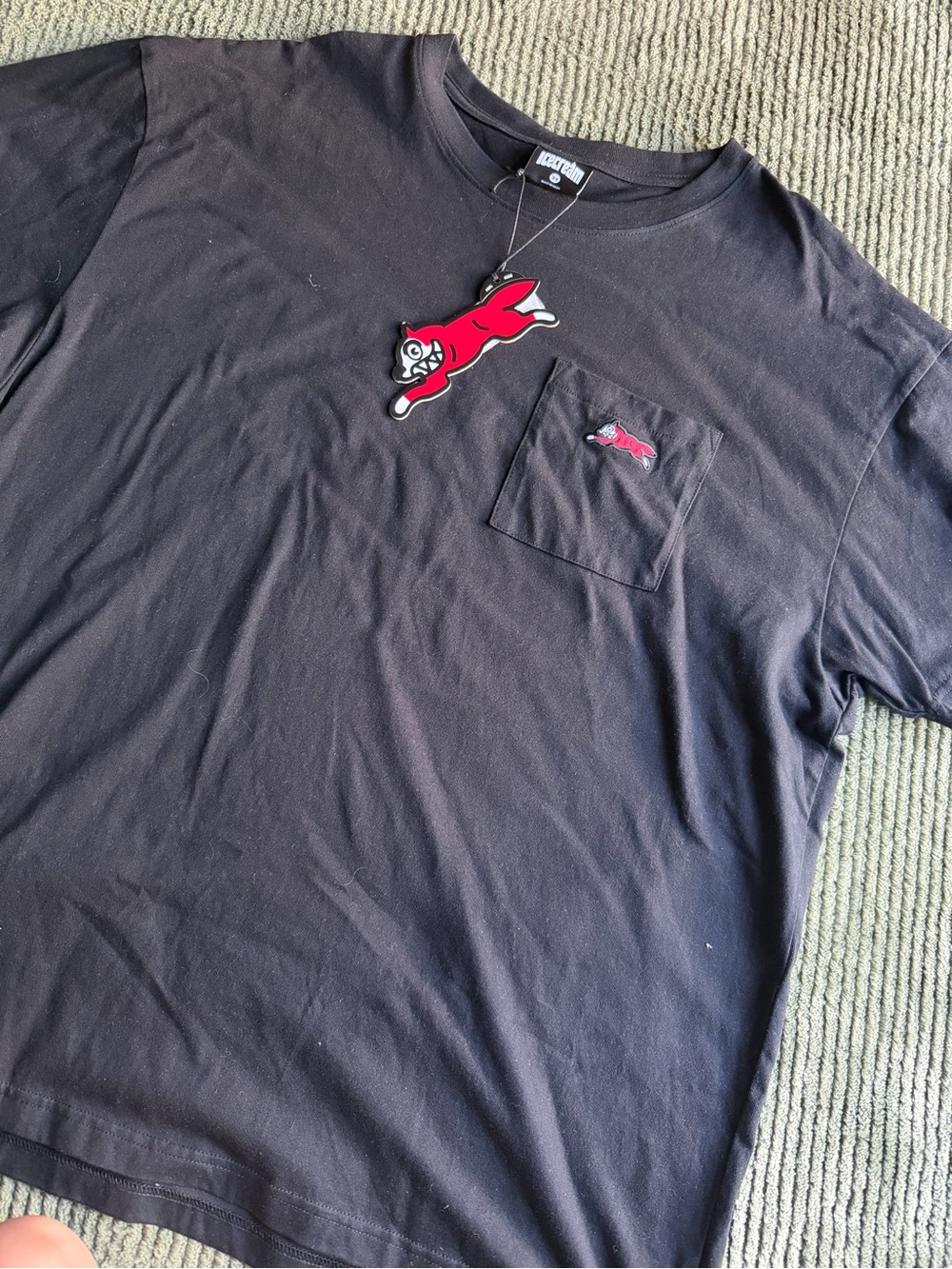 Icecream Black Short Sleeve Pocket Tee with Red Fox Accent